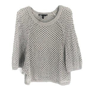 BCBGMaxazria Open Knit Sweater Short Sleeve Sz Medium Tan